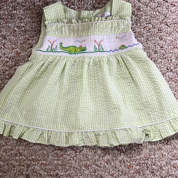 BOUTIQUE PETIT AMI 6 MONTHS SMOCKED EMBROIDERED NOAH'S ARK DRESS SET - Picture 2 of 7